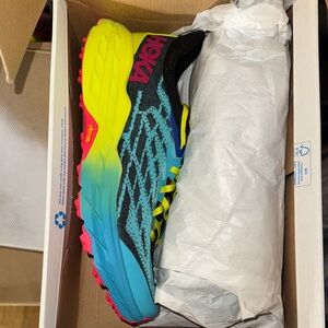 Hoka Vibrant Blue and Yellow Trail Shoes